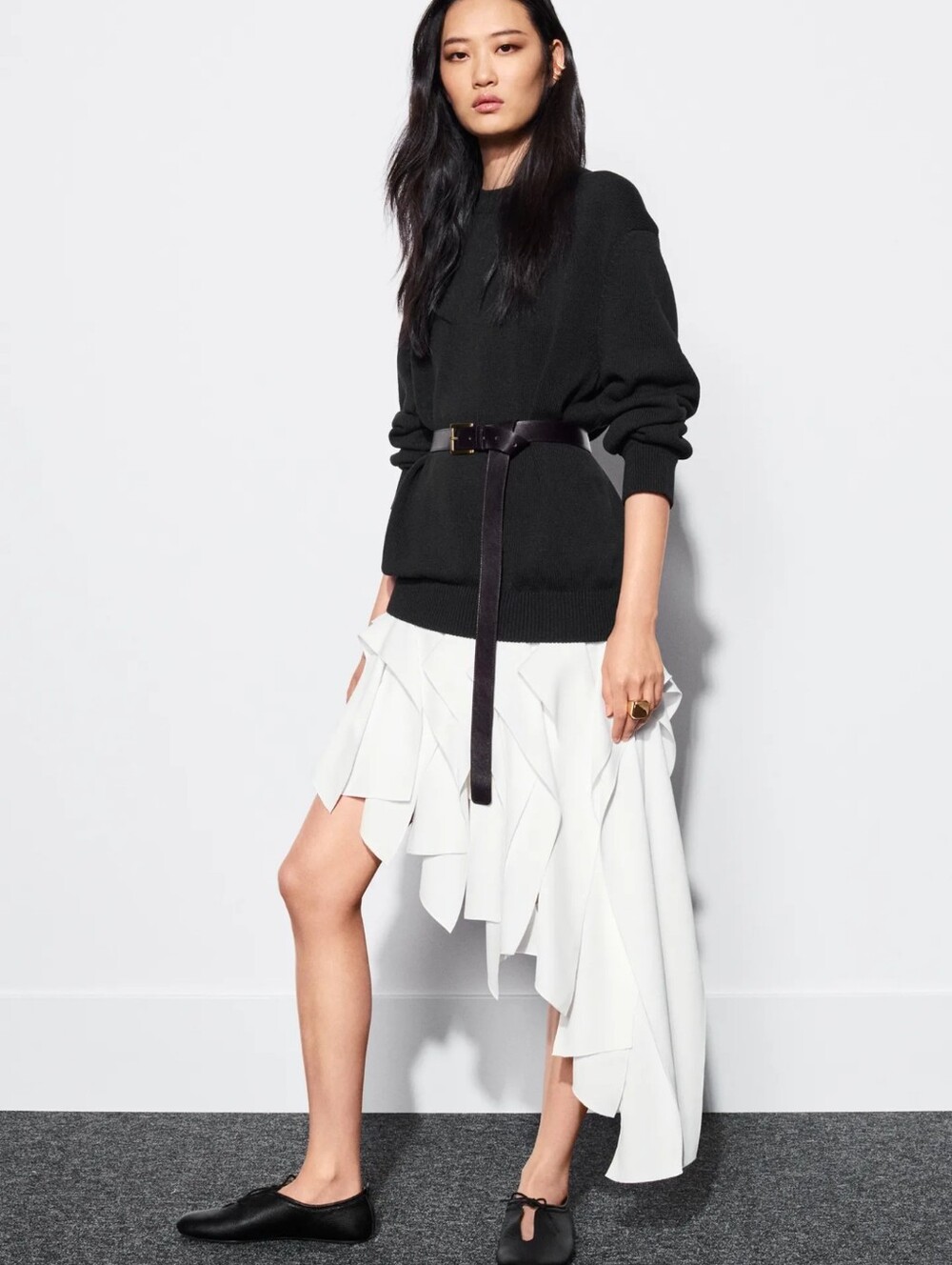 ZARA EXTRA LONG 100% LEATHER BELT